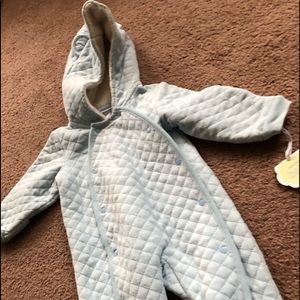 Infant Nordstrom Baby Blue Quilted Velour Bunting